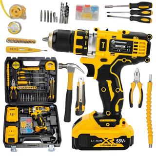 Prohummer PH097 Çelik Gövde Full Set 58vf Çİft Akülü Vidalama Matkap (Sarı)
