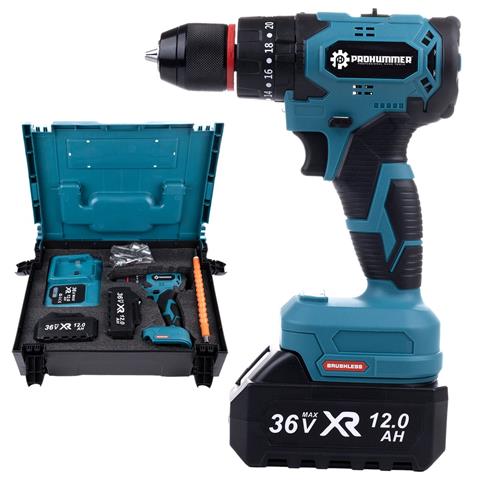 Prohummer PH251 Kömürsüz 58vf 5ah Çelik Gövde Çelik Şanzıman Bakır Sargılı 5 Pilli Çift Akülü Vidalama Şarjlı Matkap 84 Parça
